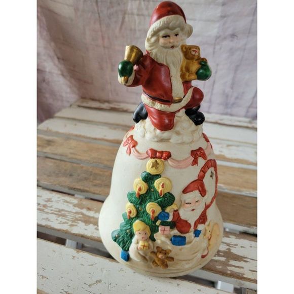 Porcelain vintage Santa Bell Xmas decor tree - Picture 5 of 9